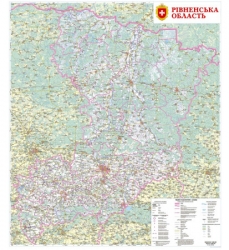 Настінна карта Рівненської області 90х100 см, ламінована на планках