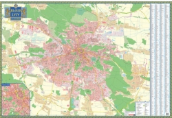 Настінна карта Львова 108х158 см, картон